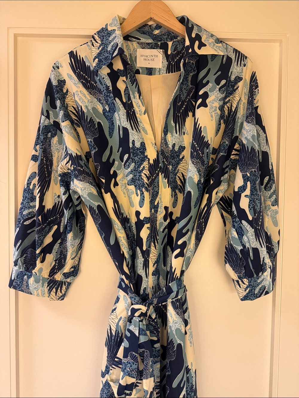 Tuckernuck Hyacinth House Blue & Cream Swan Camo Callahan Shirt dress maxi M